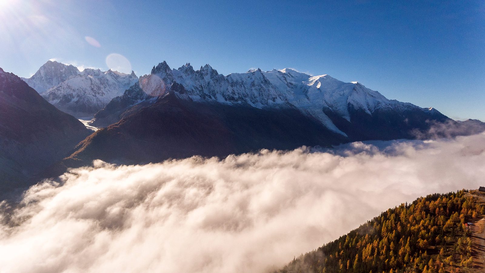 Snowy peaks above a sea of clouds, Chamonix.